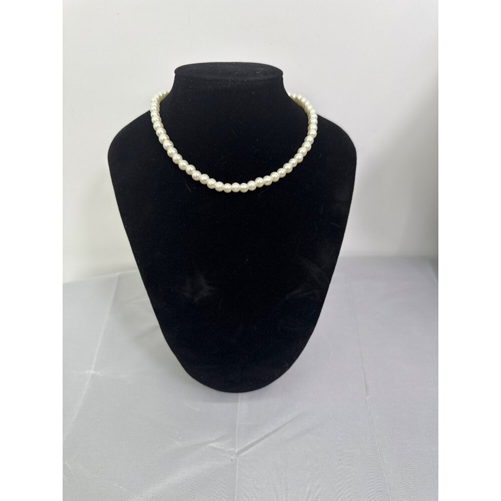 Faux Pearl Necklace Choker With Chain Extender For Women
